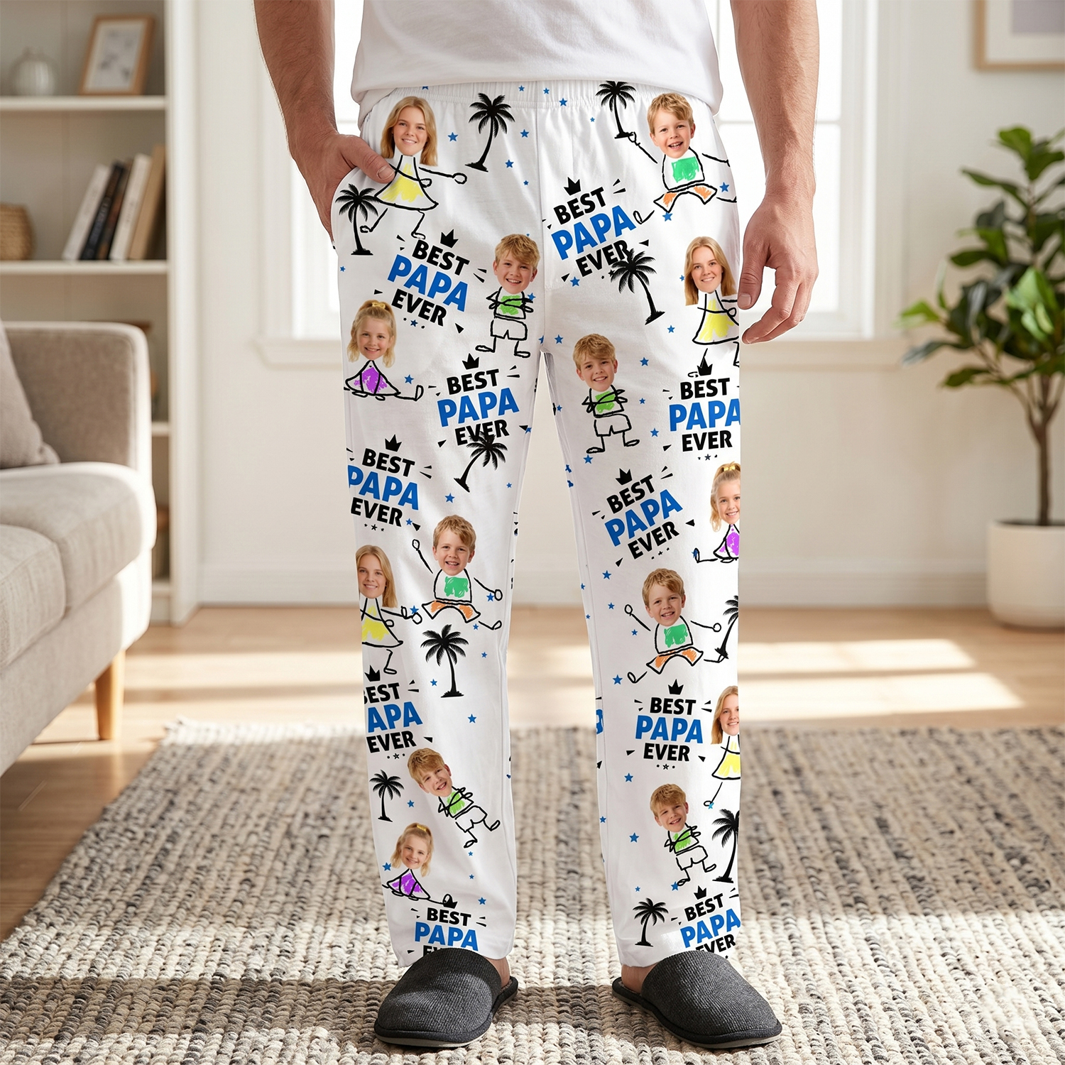 Personalized Photo Lounge Pants for Dad – Best Dad Ever Father's Day Gift for Husband, Grandpa & Dad - soufeelau