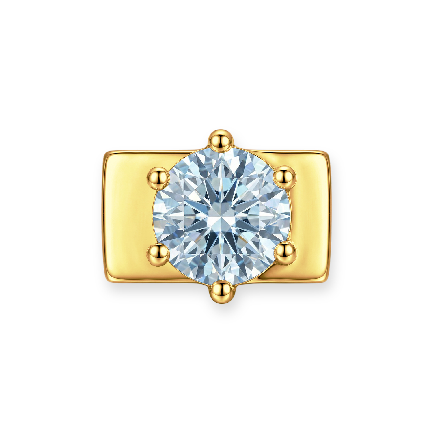 Pale Blue Round Diamond Charm - Gold - soufeelau