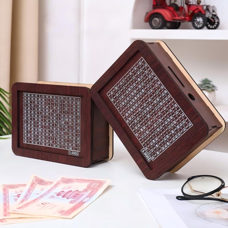 Cash Vault Wooden Savings Box Premium Piggy Bank for Savings Challenge Gifts For Children - soufeelau