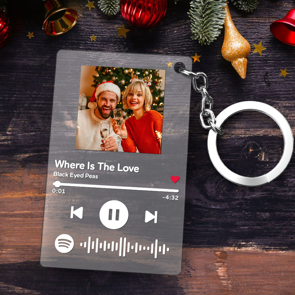 Scannable Music Code Plaque Keychain Music and Photo Acrylic, Song Keychain Christmas Gift - soufeelau