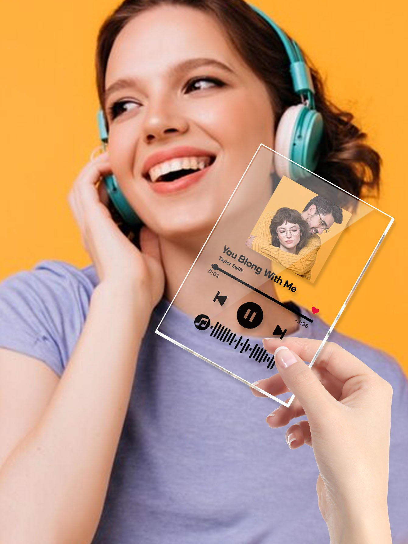 Scannable Custom Spotify Code Acrylic Music Plaque Romantic Gifts 4.7in*6.3in (12*16cm)