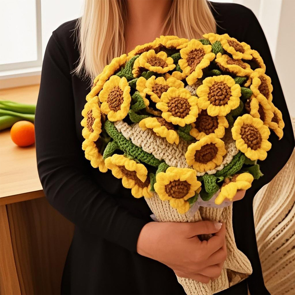 Hand-Knitted Rose Blanket DIY Kit & Ready-Made Gift for Mother's Day Valentine's Day