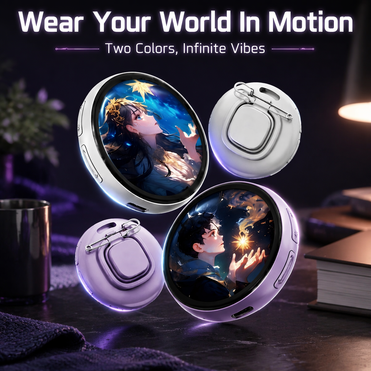 Smart Digital Display Badge with GIF/Photo Sync | Interactive Customizable Pin for Fans & Creators