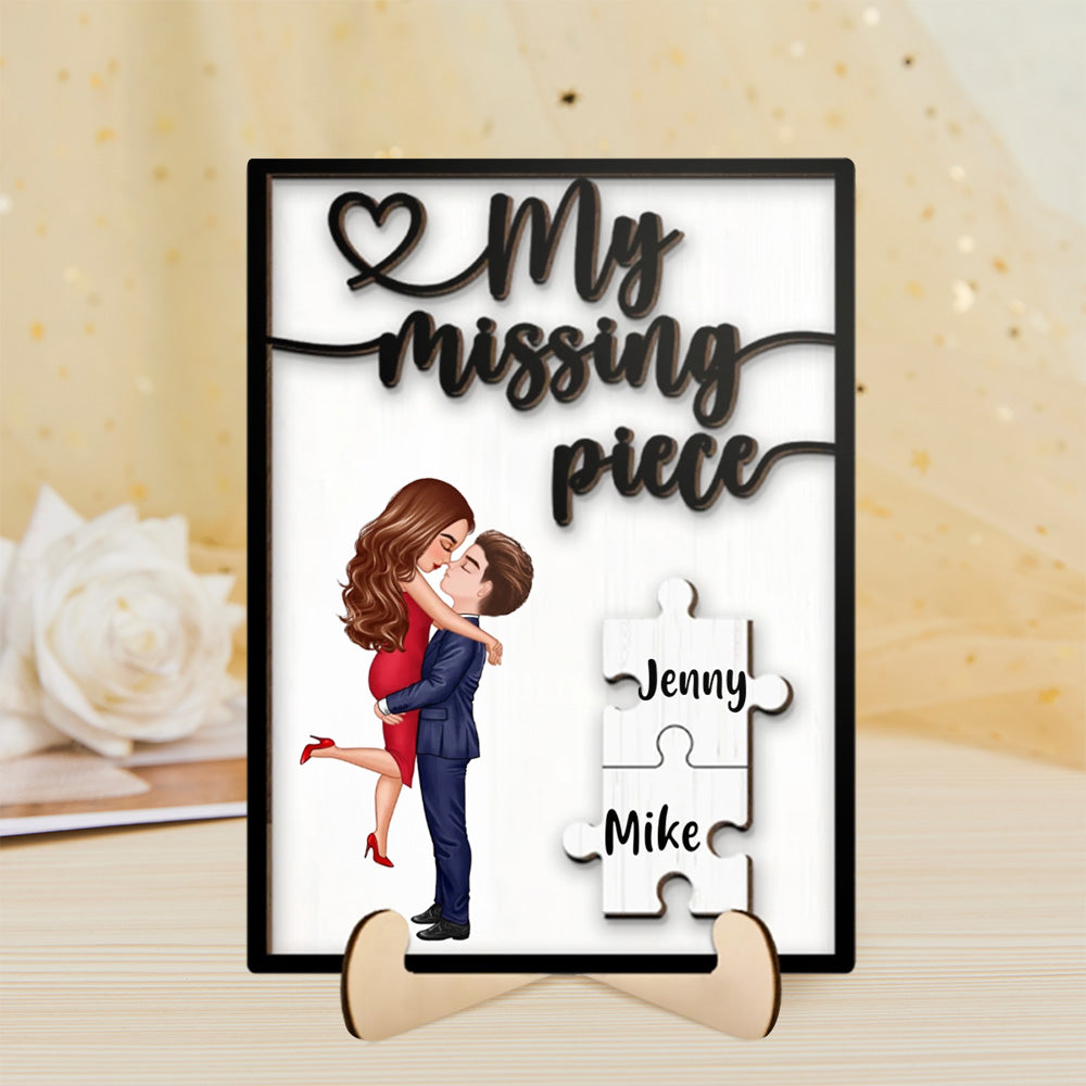 My Missing Piece Valentine's Day Gifts for Her/Him Personalized Wooden Plaque - soufeelau