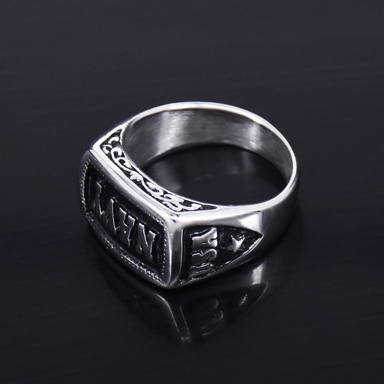 Men's Ring Punk Navy Ring Carved Ring Gift For Boyfriend - soufeelau
