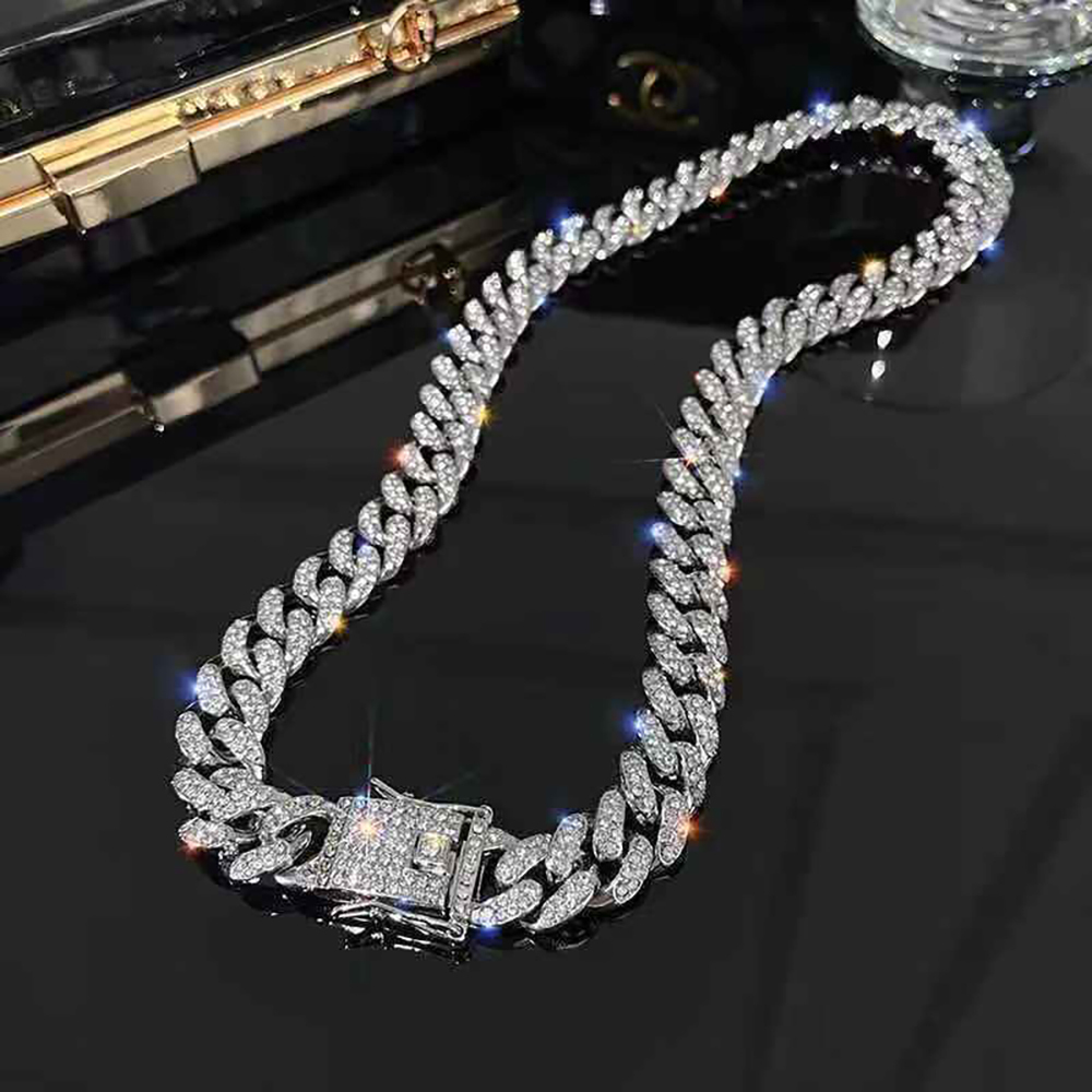 Men's Necklace Full Diamond Cuban Chain Punk Stacking Chain Gift For Boyfriend - soufeelau