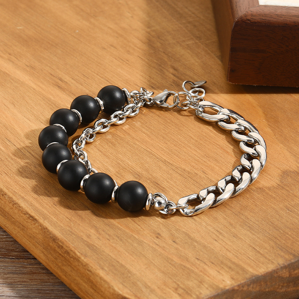 Men's Bracelet Chain Bracelet Black Frosted Bead Bracelet Gift For Boyfriend - soufeelau