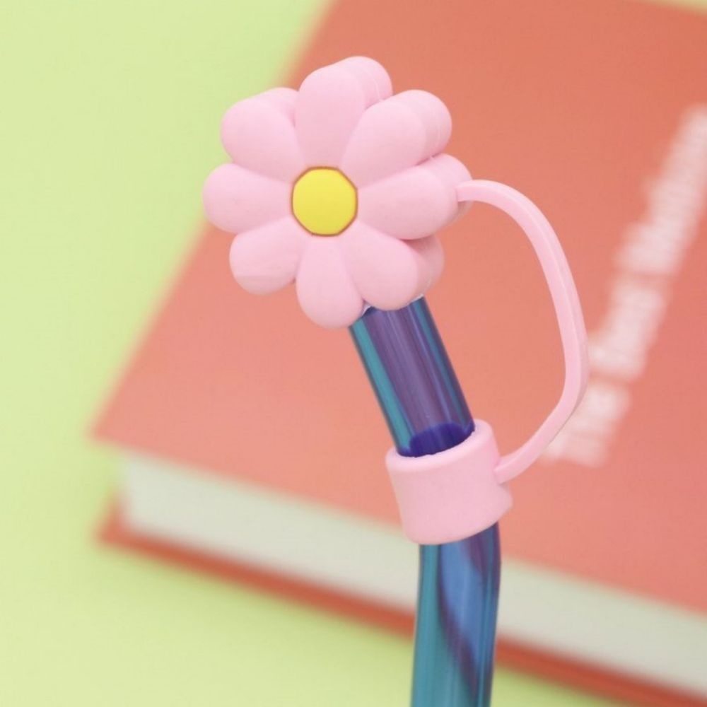 Pink Flowers Silicone Straw Protective Cover - soufeelau