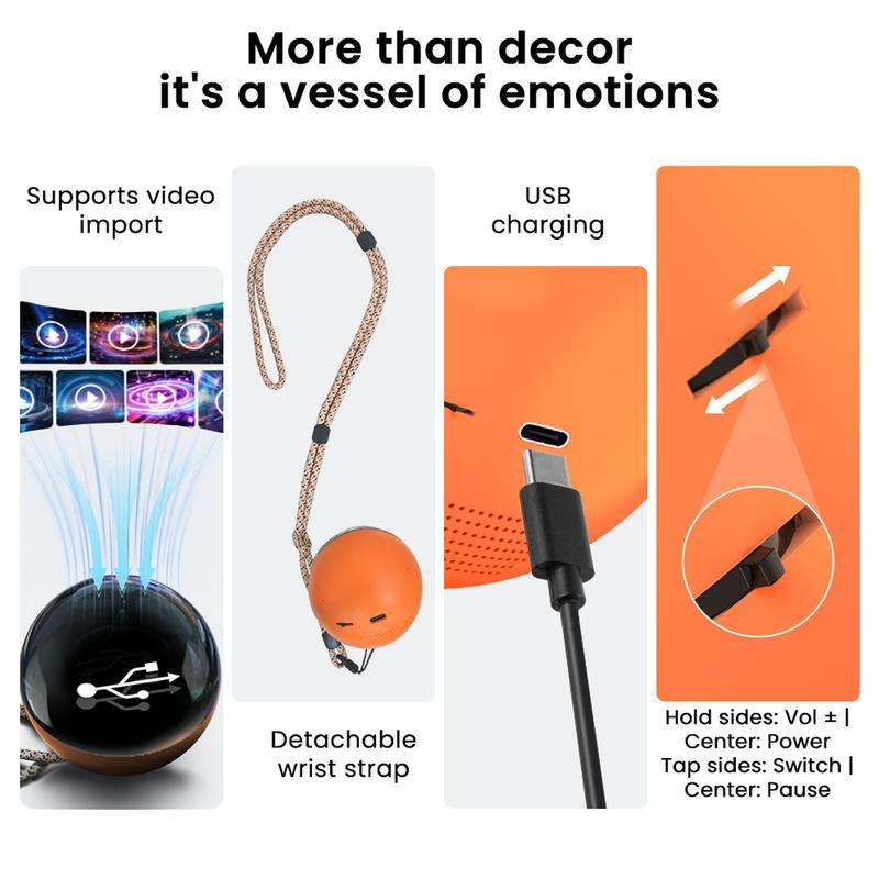 2.7inch Crystal Ball with Electronic Display DIY Video Import Possible Unique Gift for Home & Office Light-Up Sphere - soufeelau