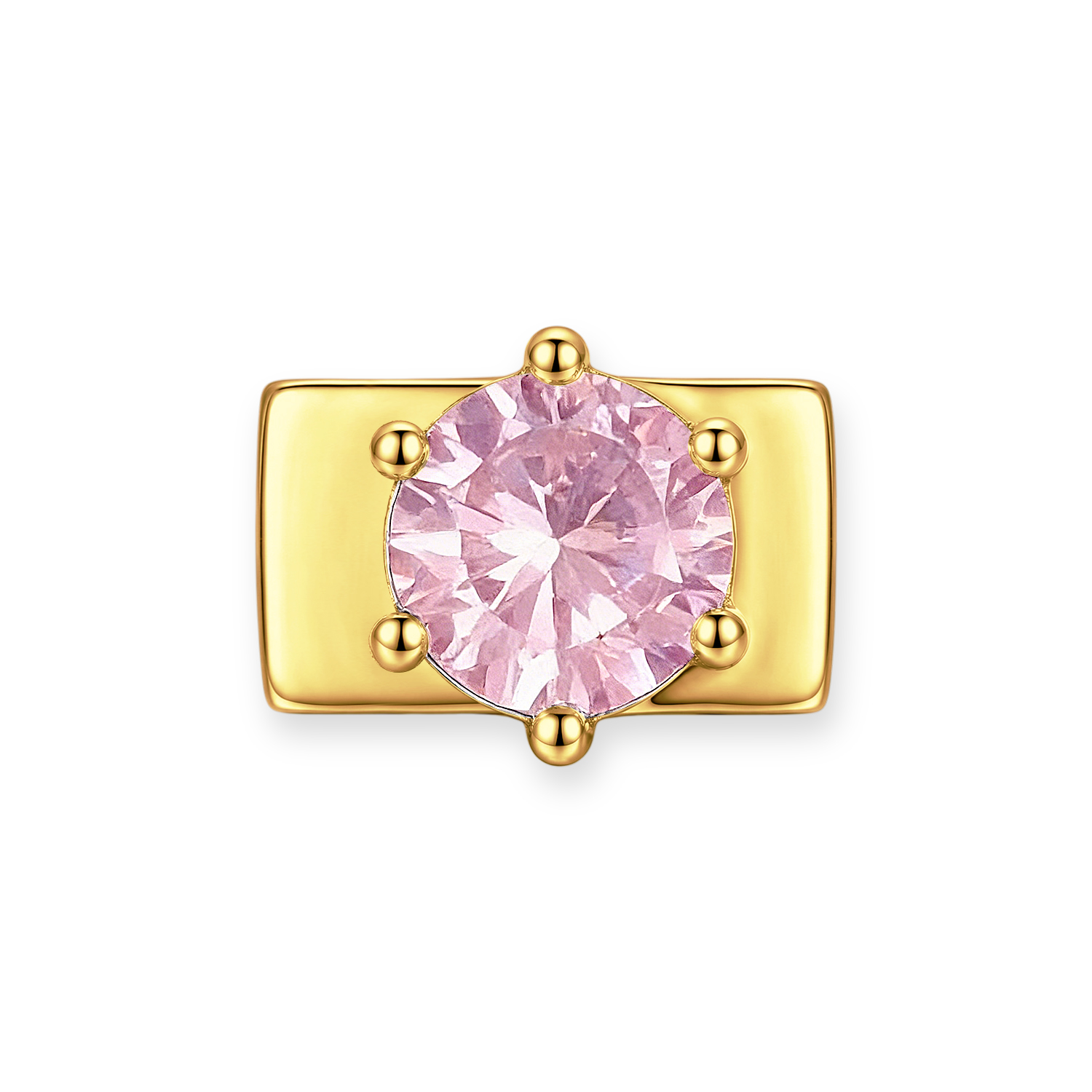 Light Pink Round Diamond Charm - Gold - soufeelau
