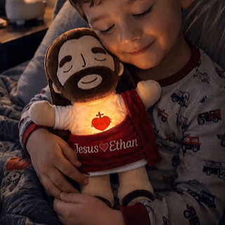 Personalized Breathing Jesus Plush – Glowing Comfort Prayer Doll with Custom Name, Christian Gift for Kids & Loved Ones - soufeelau