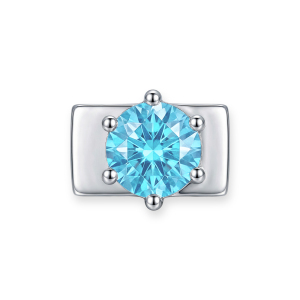 Sky Blue Round Diamond Charm - Silver