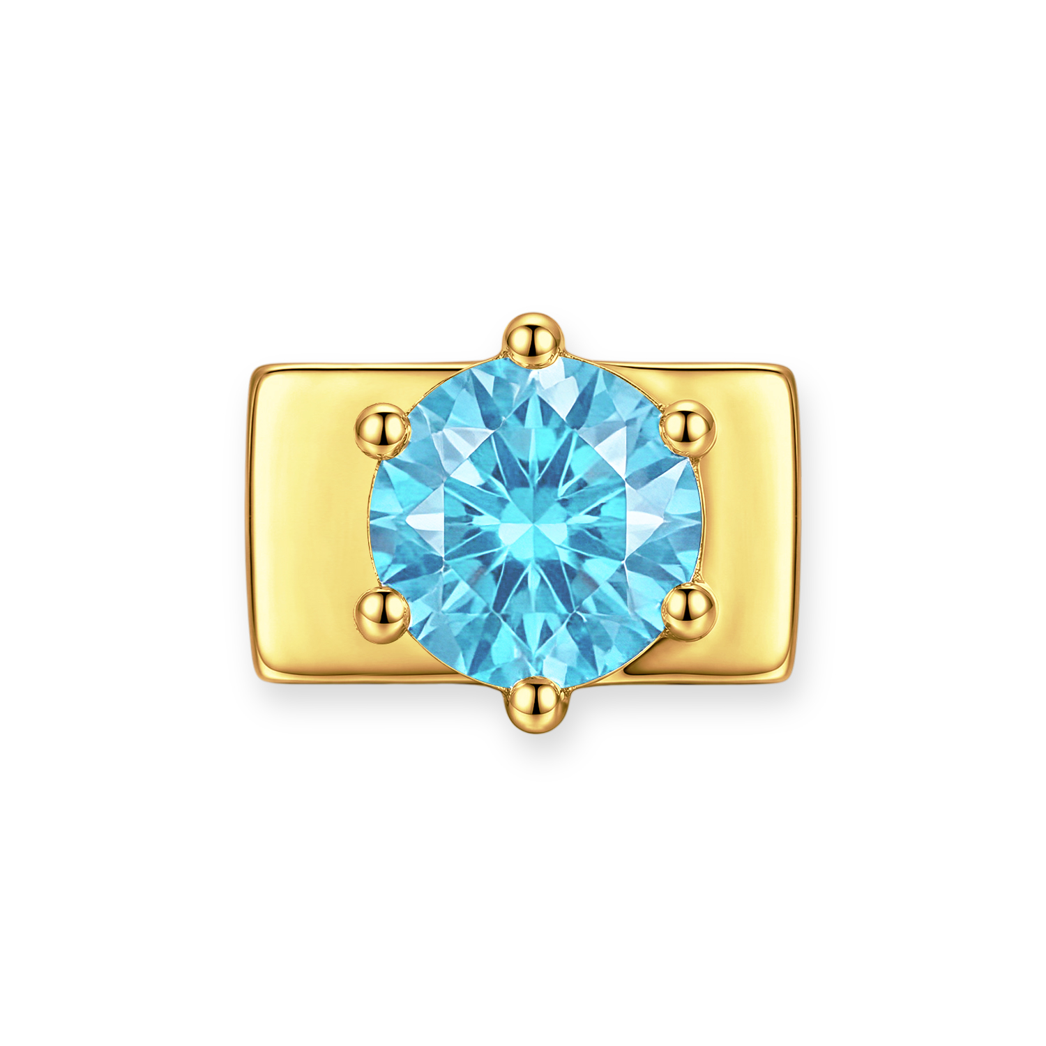 Sky Blue Round Diamond Charm - Gold - soufeelau