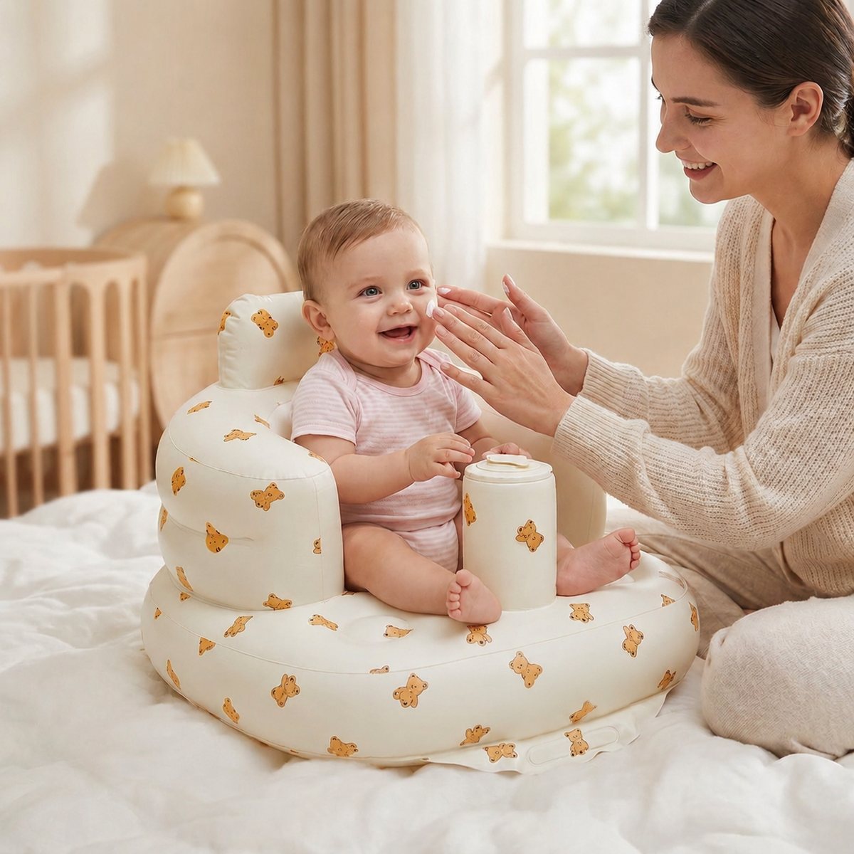 Inflatable Baby Sit Up Seat – Portable Infant Support Chair, Baby Learning Seat for Sitting Practice & Comfort - soufeelau