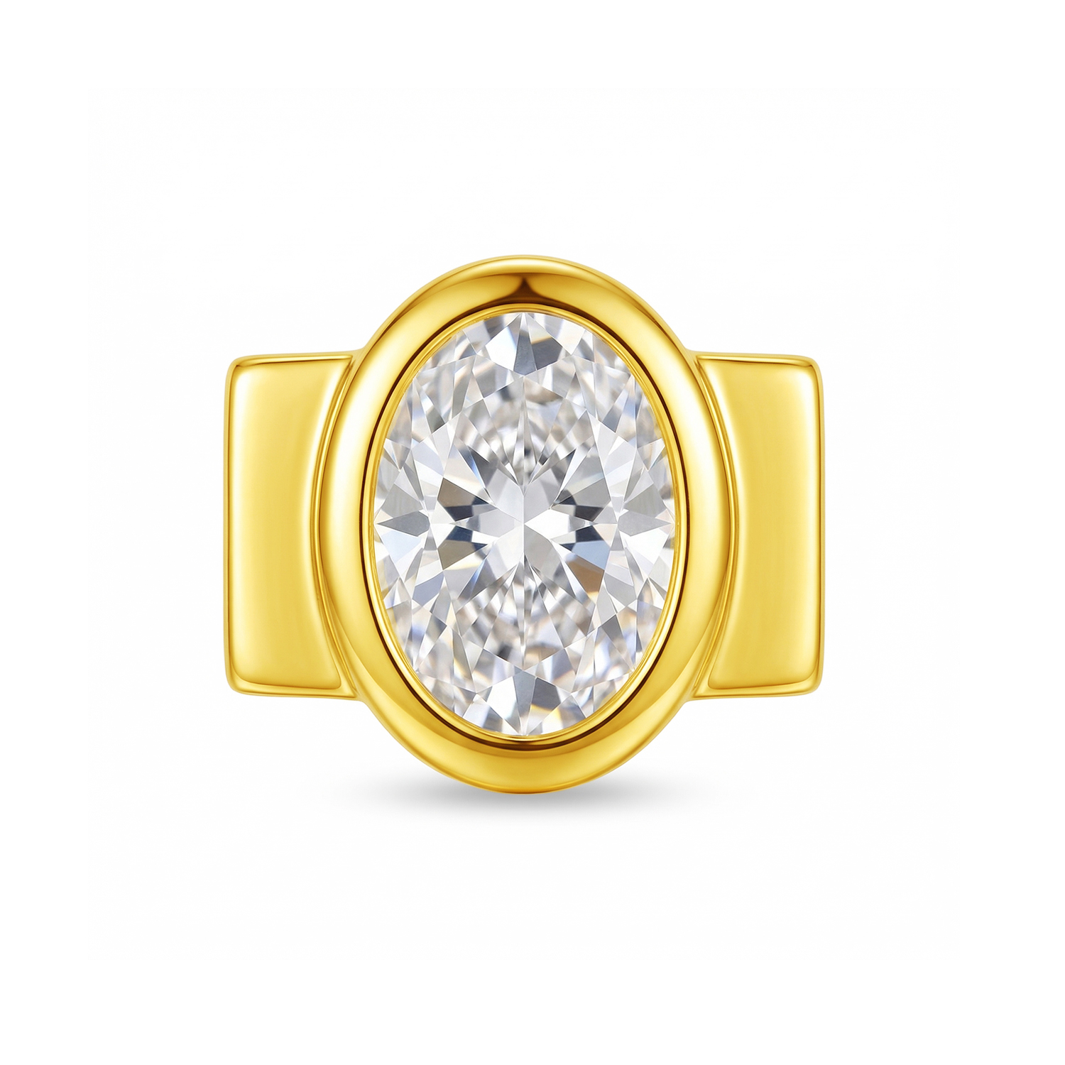 Large Oval Diamond Charm - Gold - soufeelau