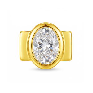 Large Oval Diamond Charm - Gold