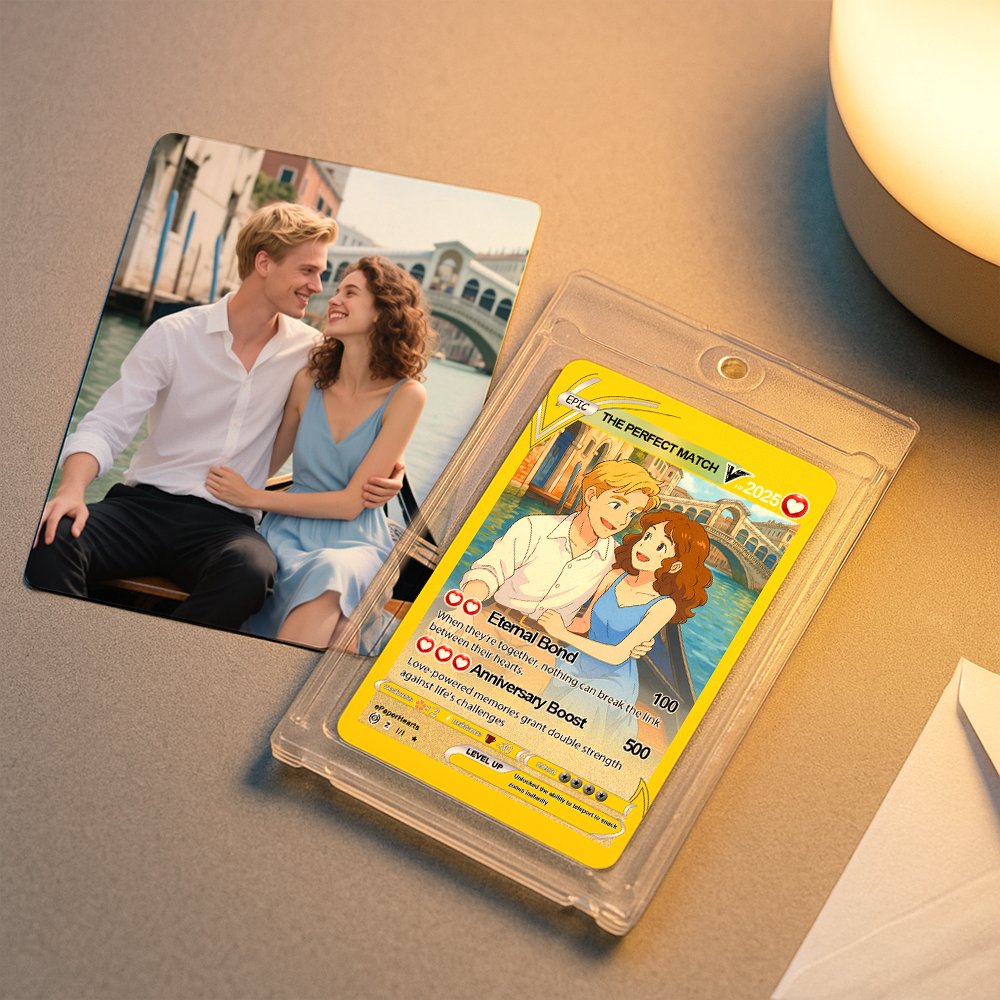 Custom Poke Card Custom Poke Present with Acrylic Case Cartoon Card Anniversary Gifts for Him - soufeelau