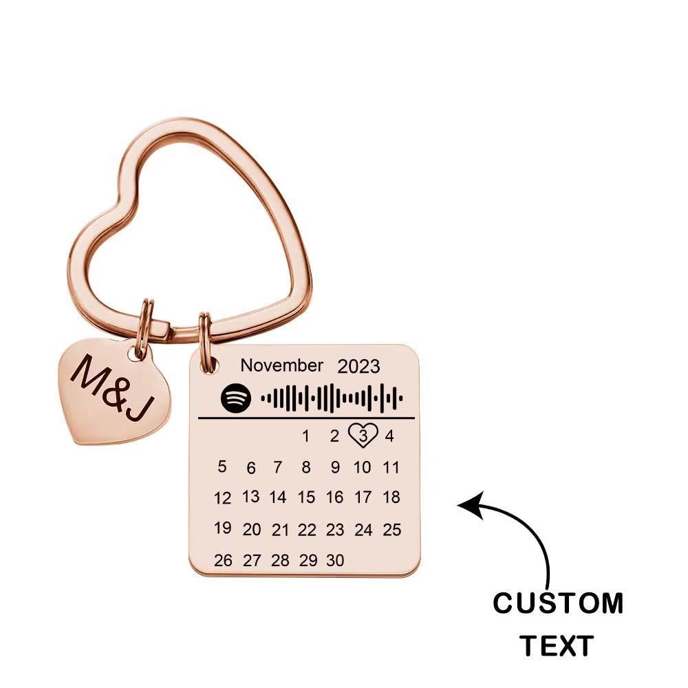 Custom Spotify Calendar Keychain Anniversary Gifts Custom Calendar Spotify Keychain Heart Shape Keychain Couple Gift