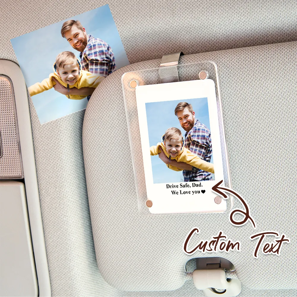Photo Car Visor Clip Custom Sun Visor Clip Personalized Photo Car Decoration Polaroid Photo Father's Day Gift for Dad - soufeelau