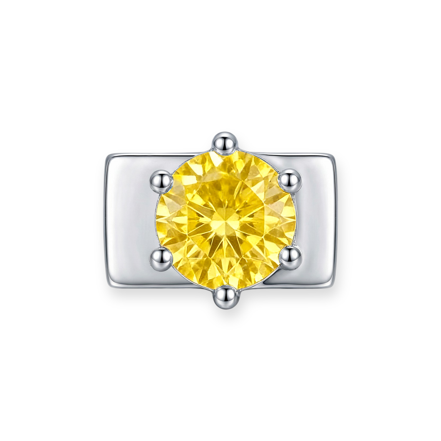 Yellow Round Diamond Charm - Silver - soufeelau