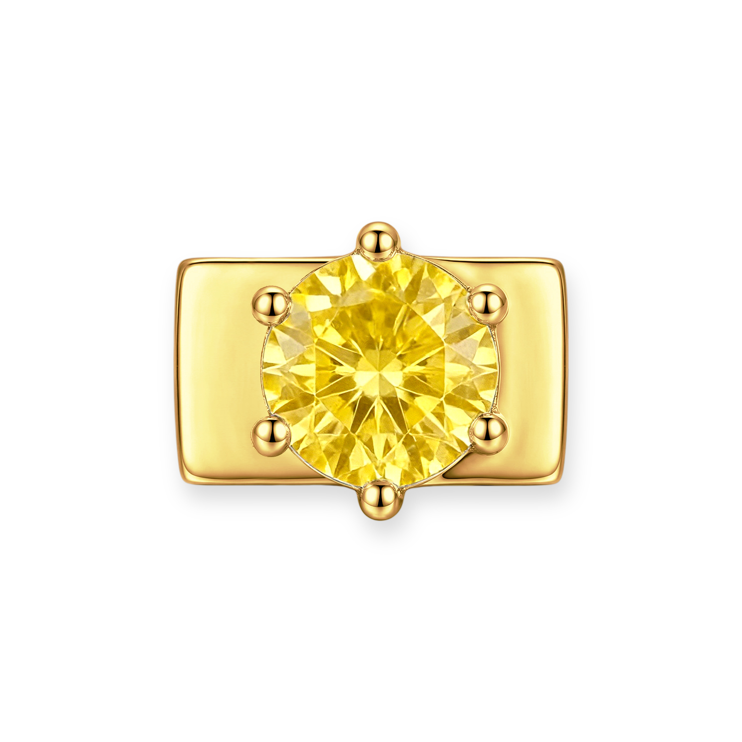 Yellow Round Diamond Charm - Gold - soufeelau