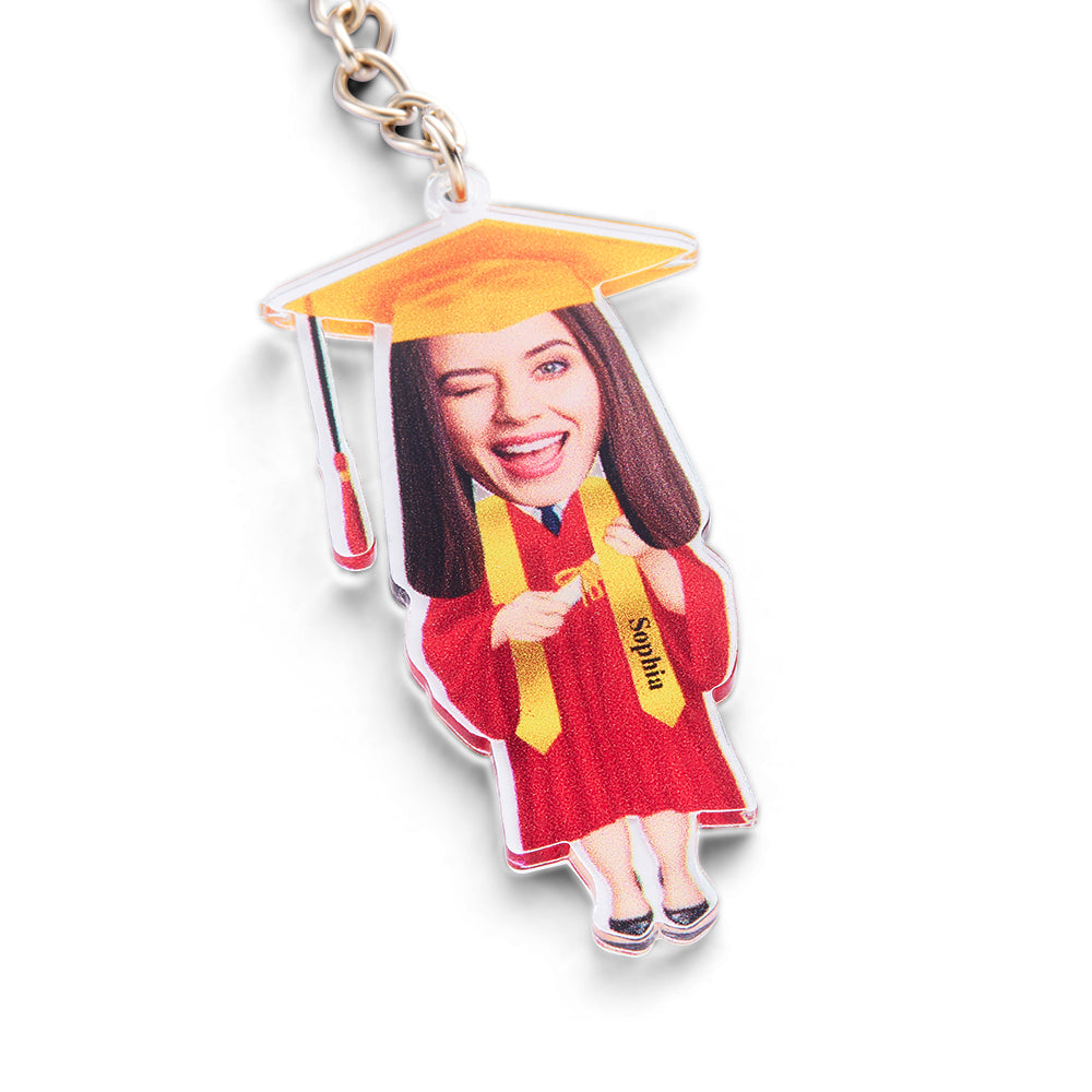 Personalized Photo Graduation Acrylic Keychain Customize Your Name Fun Graduation Season Gifts - soufeelau
