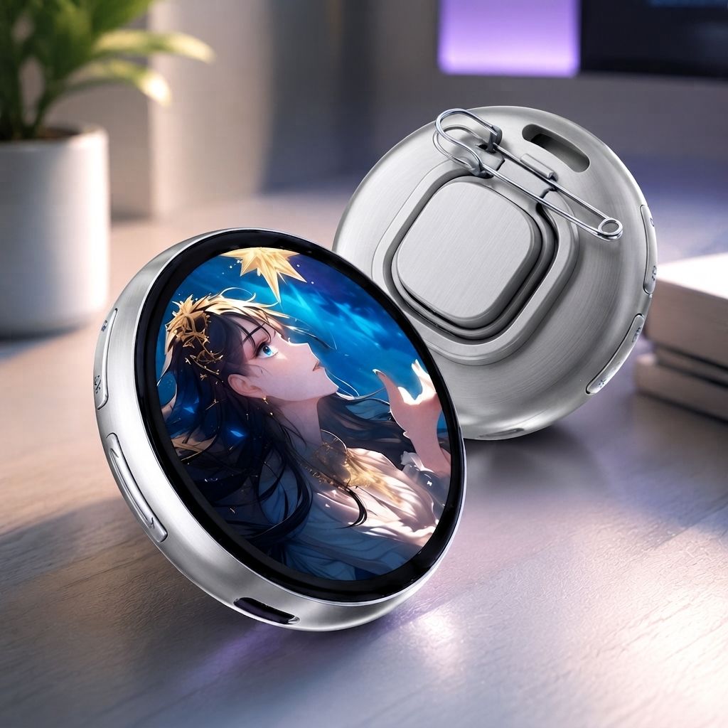 Smart Digital Display Badge with GIF/Photo Sync | Interactive Customizable Pin for Fans & Creators