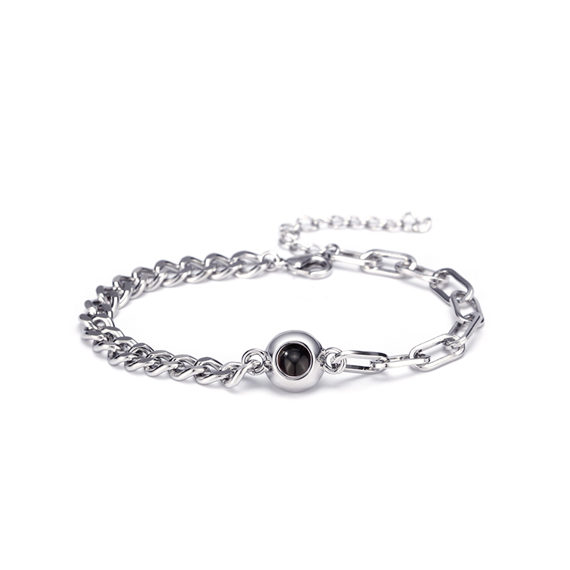 Custom Photo Bracelet Personalized Photo Projection Bracelet Circle Photo Bracelet with Picture Inside for Him - soufeelau