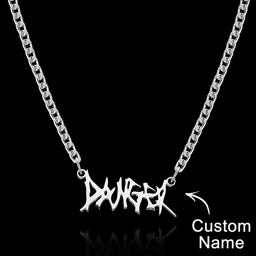 Custom Punk Name Necklace Alphabet Pendant Necklace Gothic Thorn Letter Initial Pendant Necklace - soufeelau