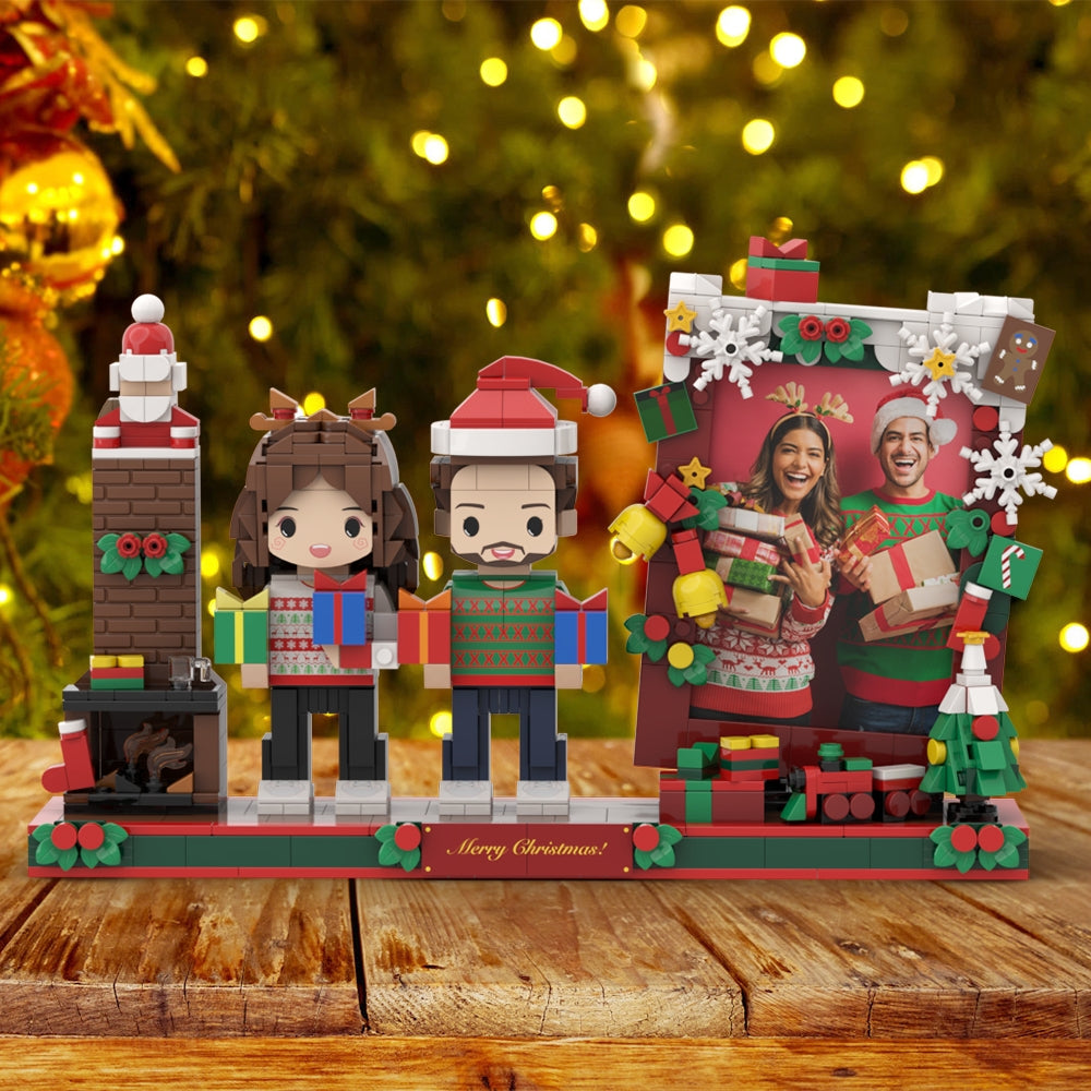Christmas Gift For Couples Round Face Fully Body Customizable 2 People Custom Brick Figures - soufeelau