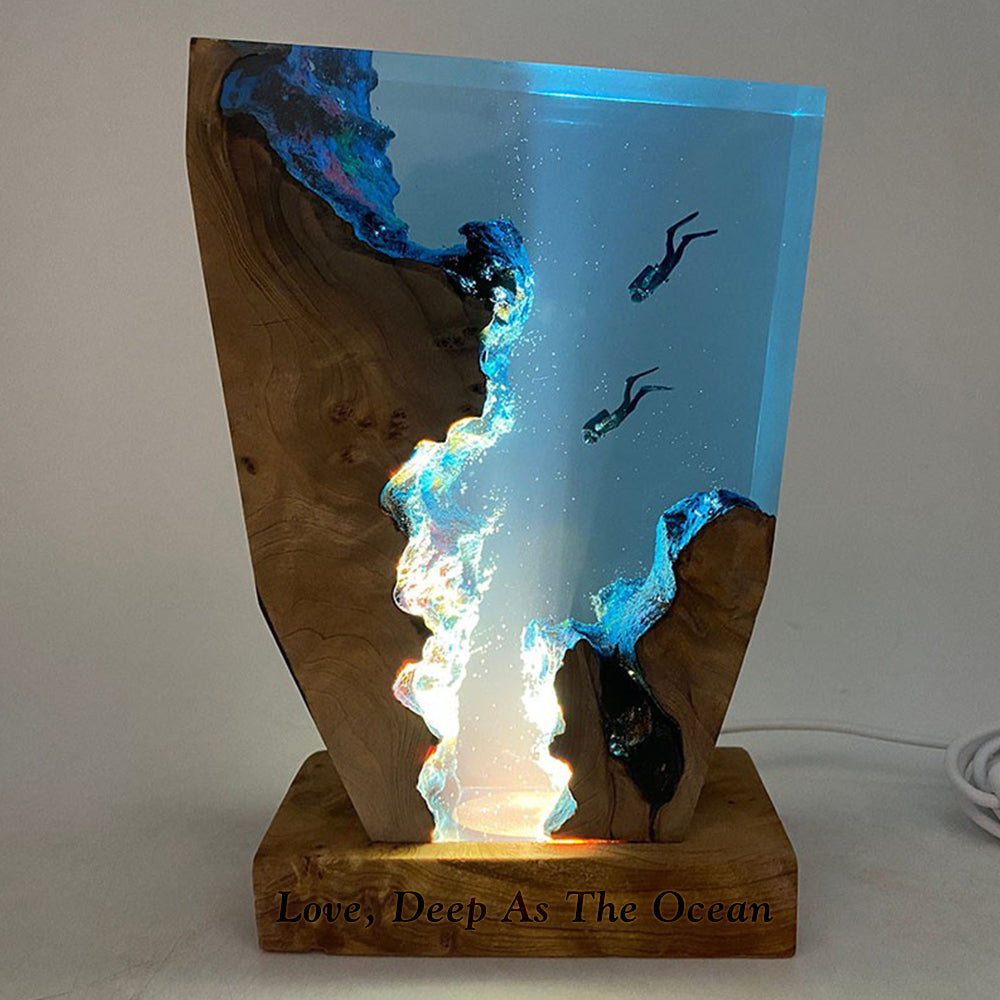 Art Resin Lamp Night Light Scuba Couple Diver Home Decor Gift Unique Christmas Gift Birthday Gift Ideas - soufeelau