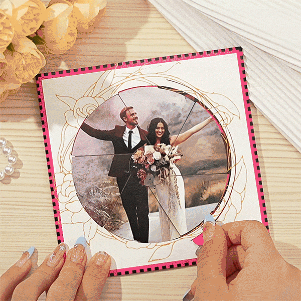 Customized Photo Rotating Greeting Card Double Picture Greeting Card Wedding Gift - soufeelau