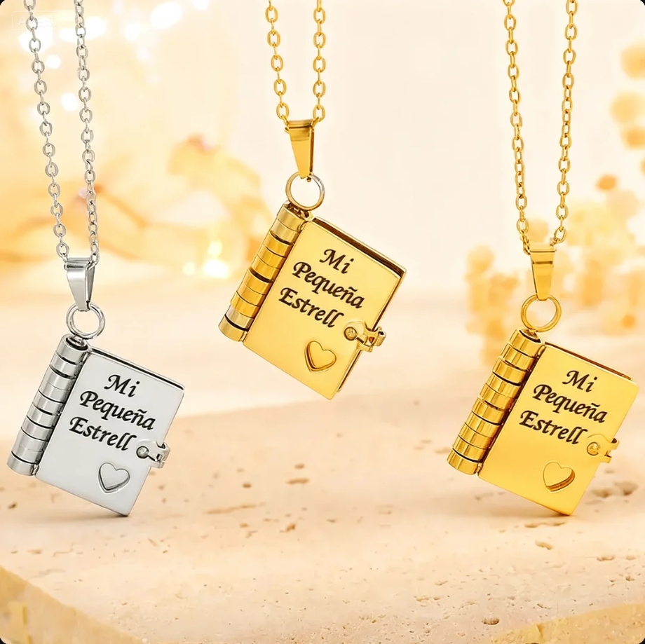 My Little Star Book Necklace Mi Pequeña Estrell Spanish Necklace Gift for Daughter - soufeelau
