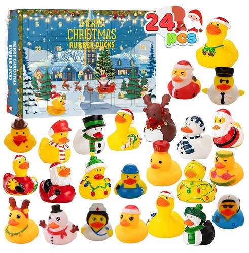 2024 Advent Calendar Christmas Ducks - 24pcs Duck Rubber Advent Calendar 24 Days of Christmas Countdown Toys