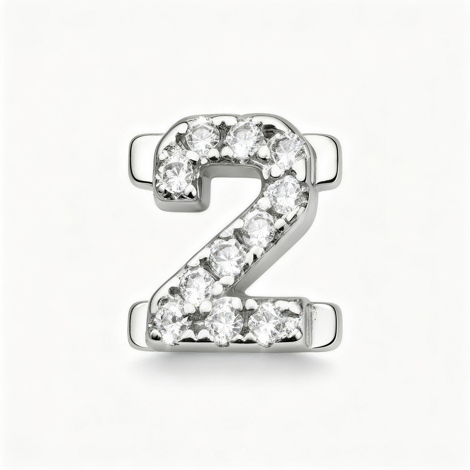 Number With Diamond 2 Charm - Silver - soufeelau