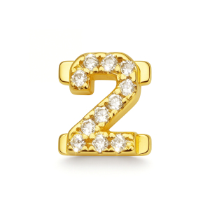 Number With Diamond 2 Charm - Gold