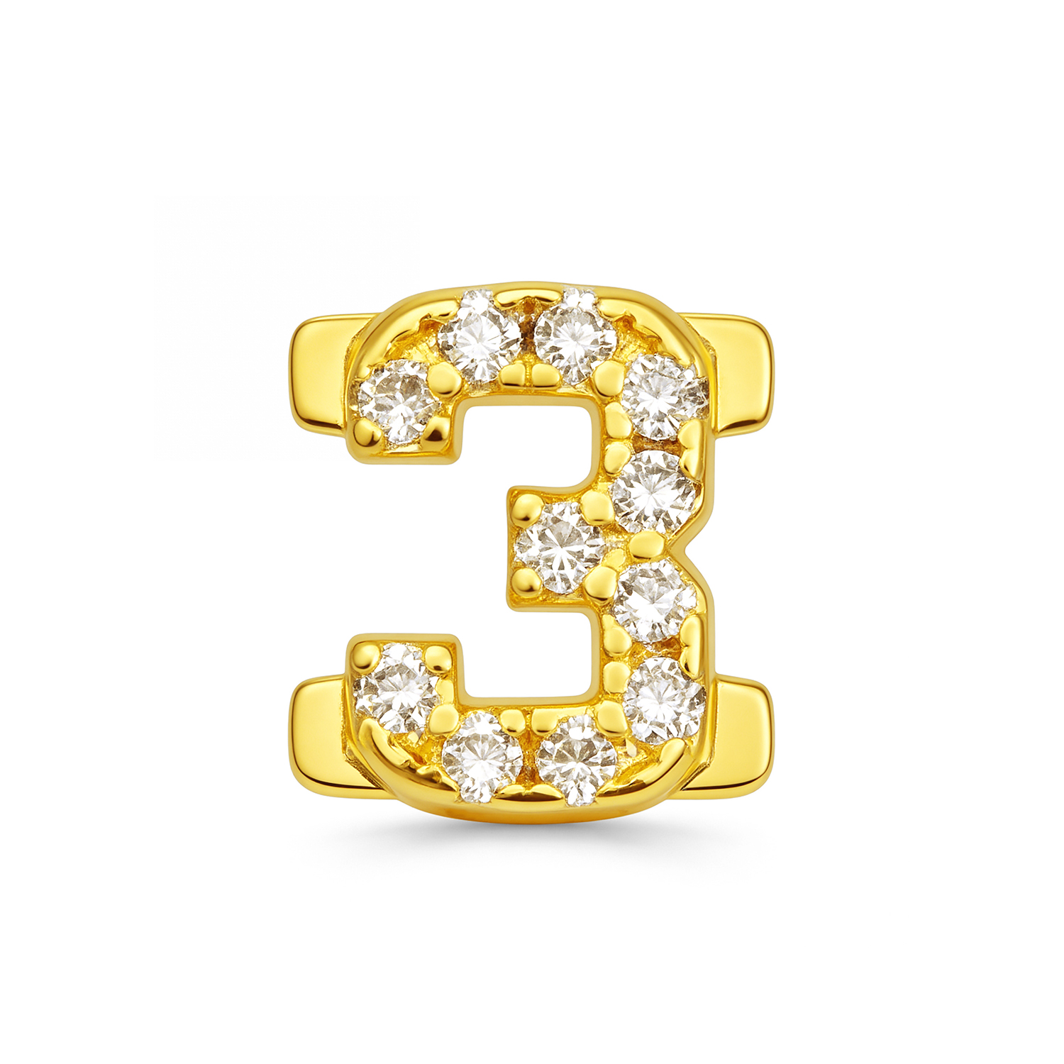 Number With Diamond 3 Charm - Gold - soufeelau