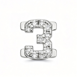 Number With Diamond 3 Charm - Silver