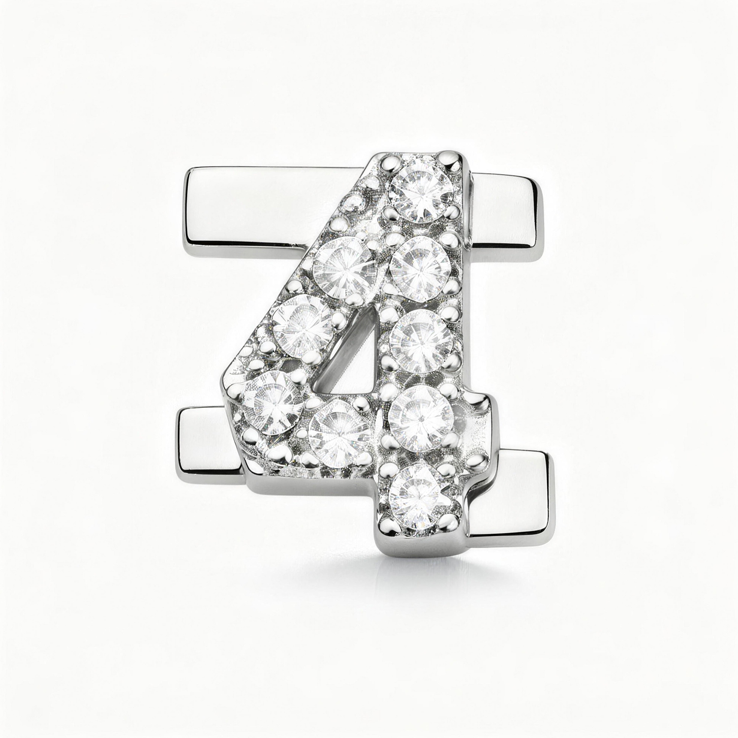 Number With Diamond 4 Charm - Silver - soufeelau