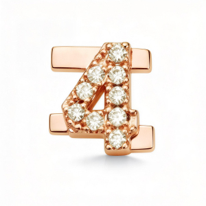 Number With Diamond 4 Charm - Rose Gold