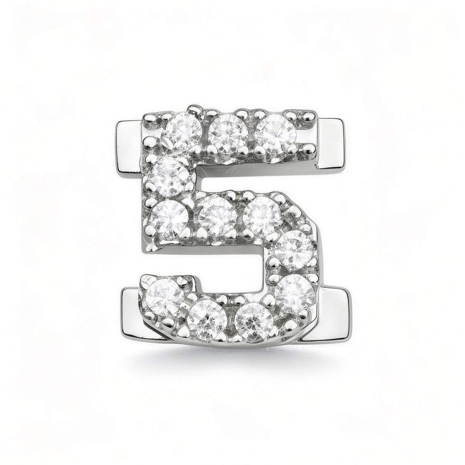 Number With Diamond 5 Charm - Silver - soufeelau
