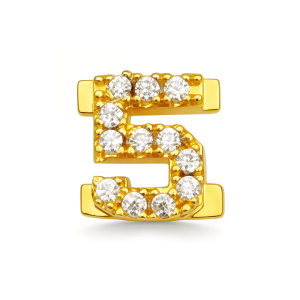 Number With Diamond 5 Charm - Gold