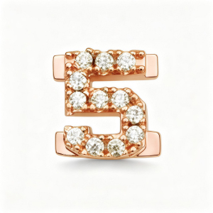 Number With Diamond 5 Charm - Rose Gold