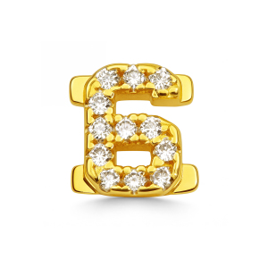Number With Diamond 6 Charm - Gold