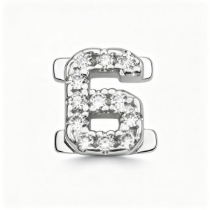 Number With Diamond 6 Charm - Silver