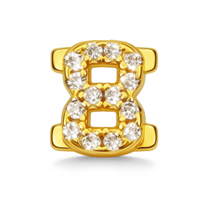 Number With Diamond 8 Charm - Gold