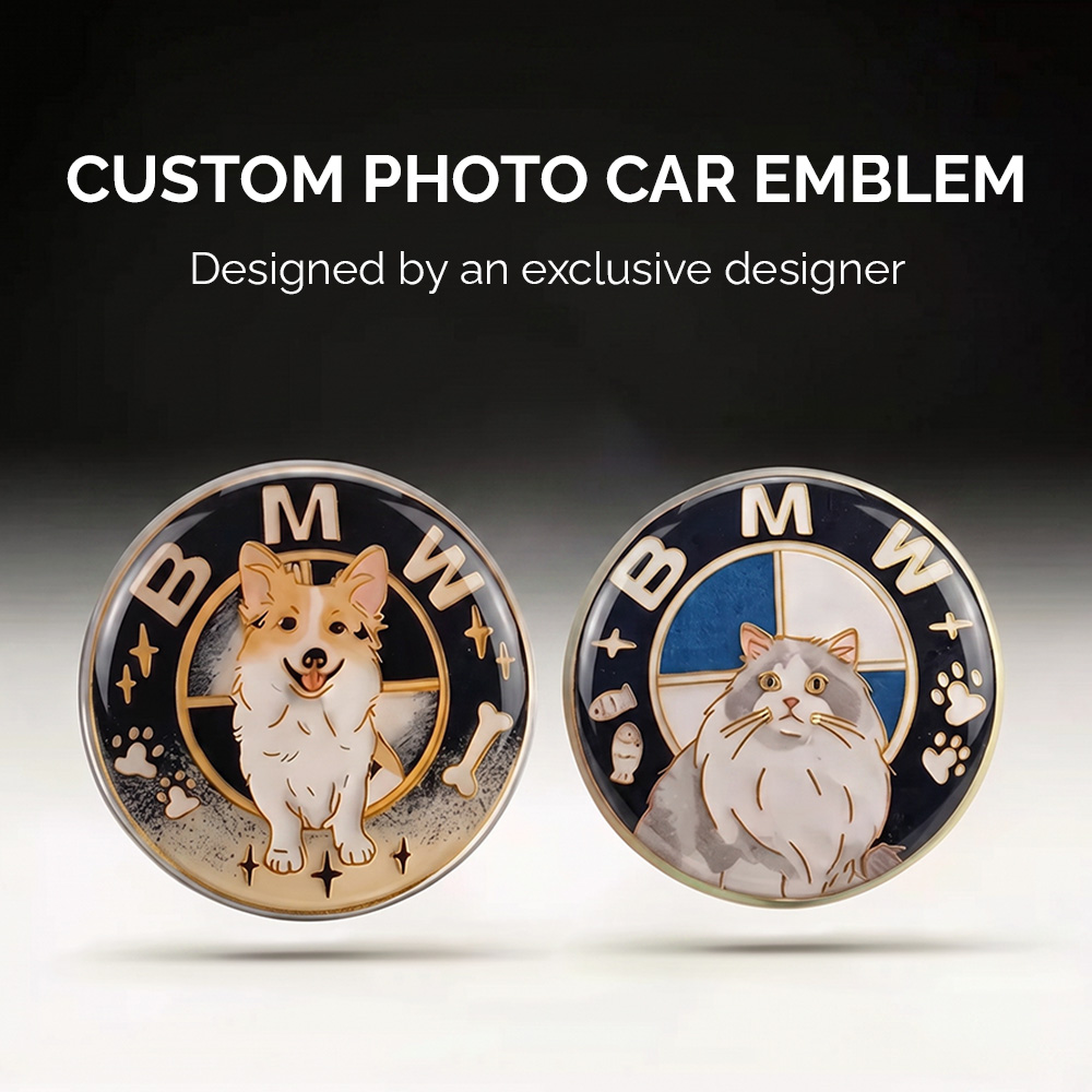 Custom Car Badge Emblem Replacement Personalized for Various Car Models Bespoke Pet Photo Metallic Decoration Accessory - soufeelau