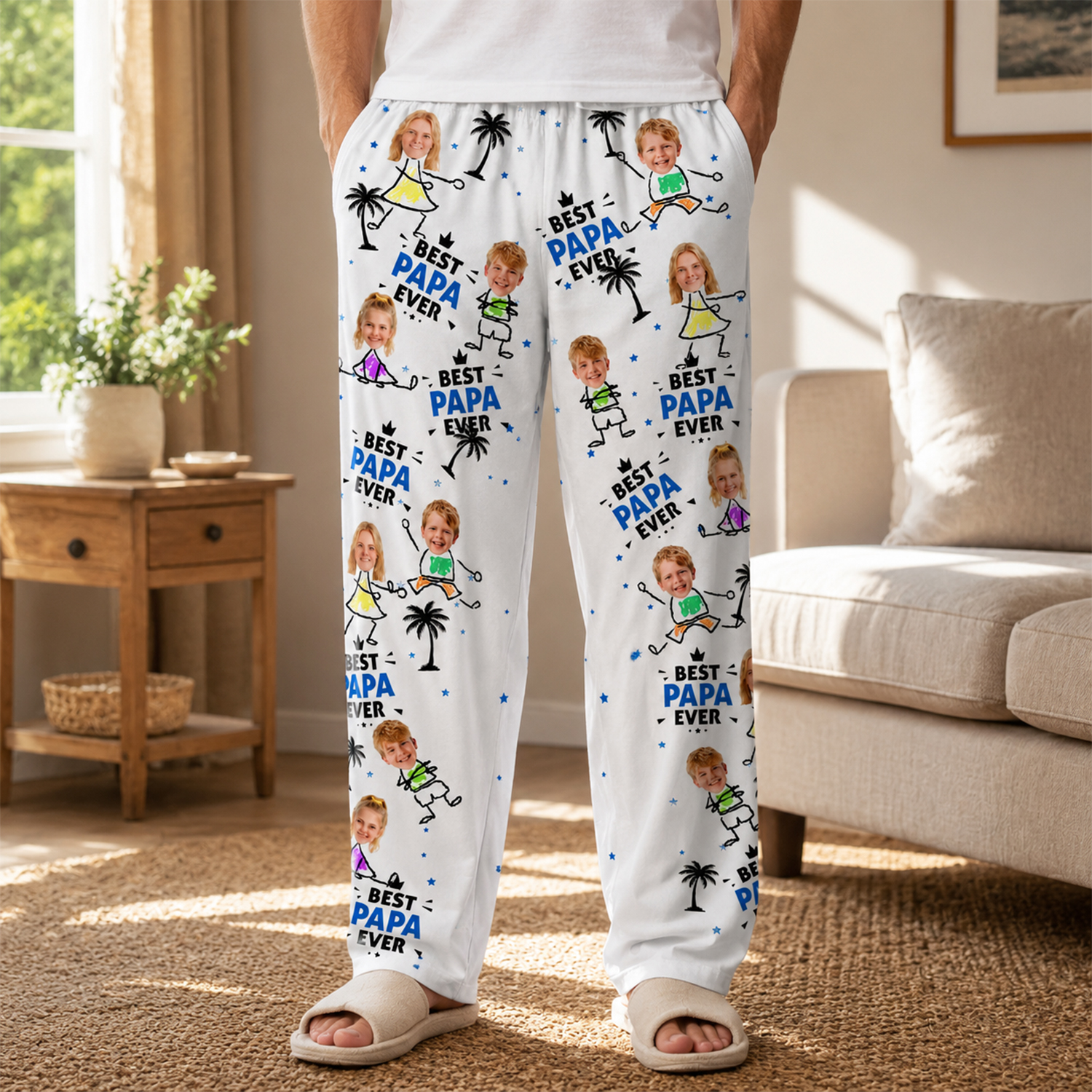 Personalized Photo Lounge Pants for Dad – Best Dad Ever Father's Day Gift for Husband, Grandpa & Dad - soufeelau