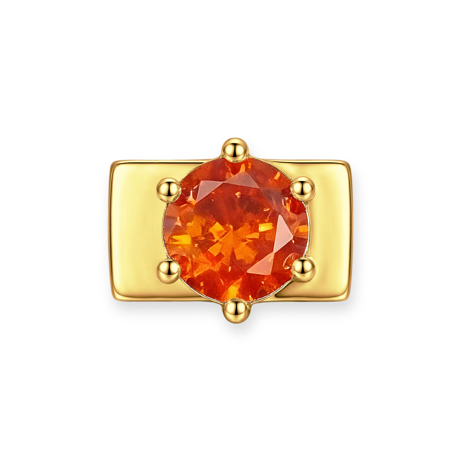Orange-Red Round Diamond Charm - Gold - soufeelau