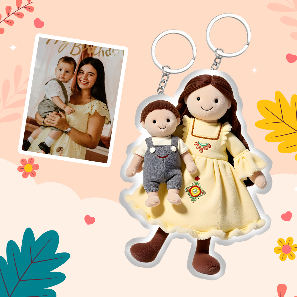 Personalized Photo Plush Doll Keychain Mini Me Plush Keychain Gifts for Boyfriend - soufeelau